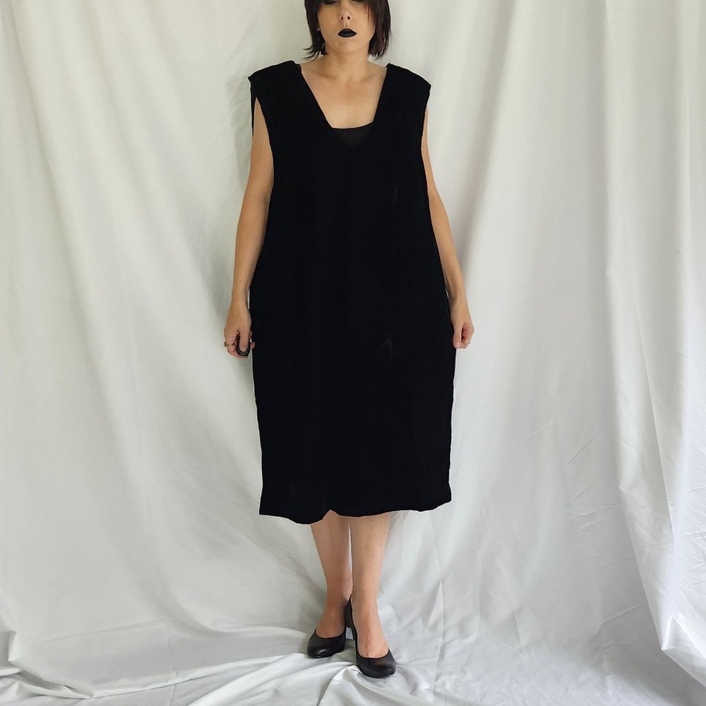 Vintage Home Made Black Velvet Dress‎